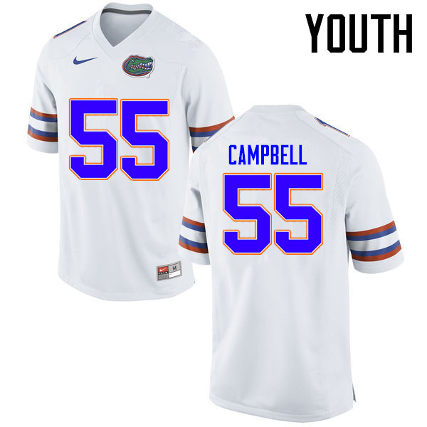 Youth Florida Gators #55 Kyree Campbell College Football Jerseys Sale-White - Click Image to Close